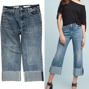 Anthropologie Pilcro Folio Ultra High-Rise Cuffed Jeans Wide Leg Cropped Size 29